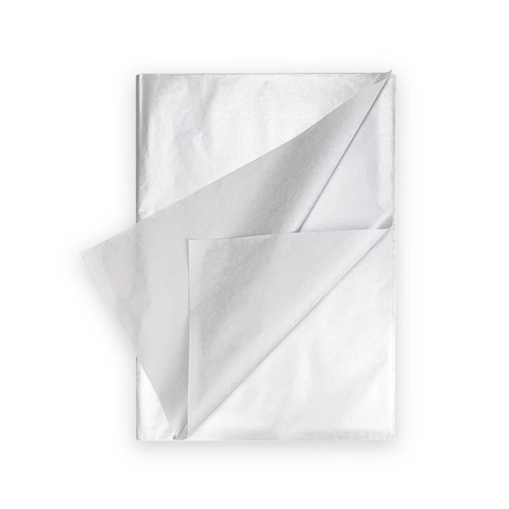 Hojas de papel de seda de color plata para embalaje 50 x 75 cm