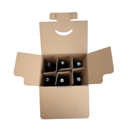 Caja de cartón para 6 botellas – Protección reforzada con separadores integrados