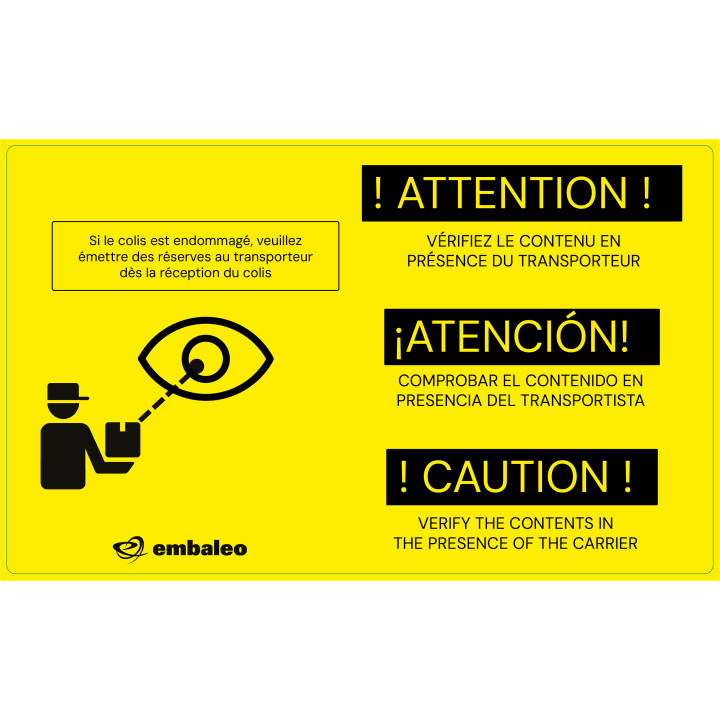 Etiquetas de envío "Verificación de paquete en presencia del transportista"
