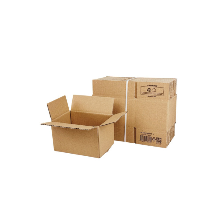 Caja de cartón de canal simple 15 x 10 x 9,2 cm – Embalaje reciclado y reciclable | Embaleo