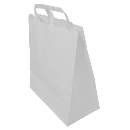 Bolsa Kraft blanca con asas planas 26 x 14 x 32 cm