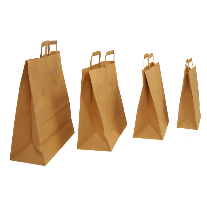Sachet Kraft brun avec poignées plates 32 x 16 x 35 cm