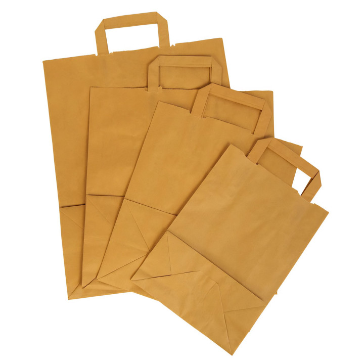 Sachet Kraft brun avec poignées plates 32 x 16 x 35 cm
