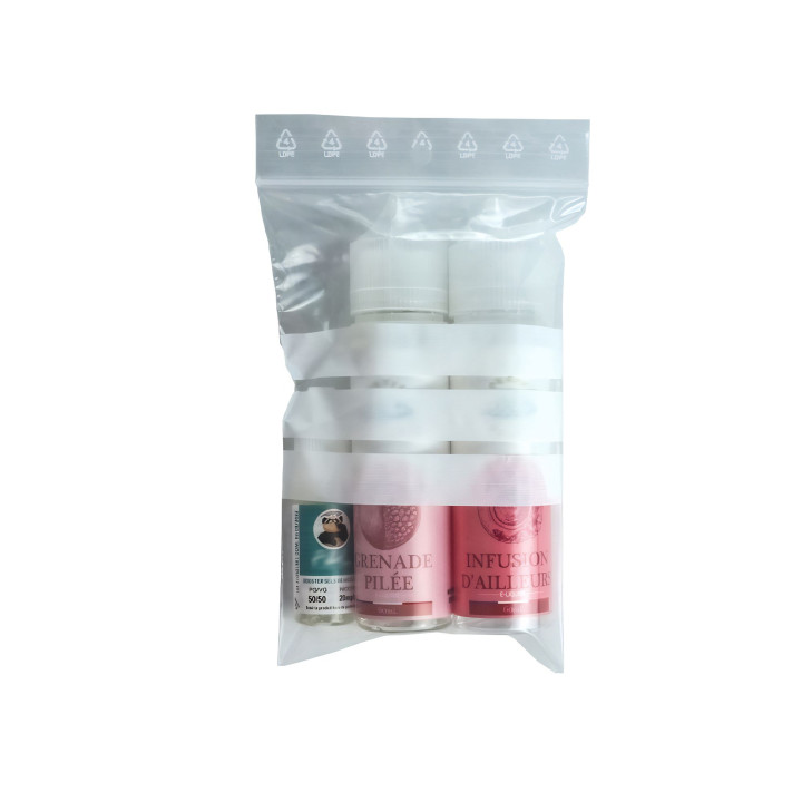 SACHETS ZIP TRANSPARENTS À BANDES BLANCHES 10X15 CM