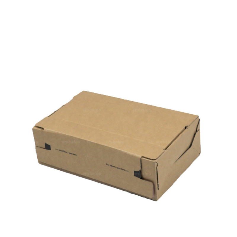 Caja postal con banda adhesiva para la devolución