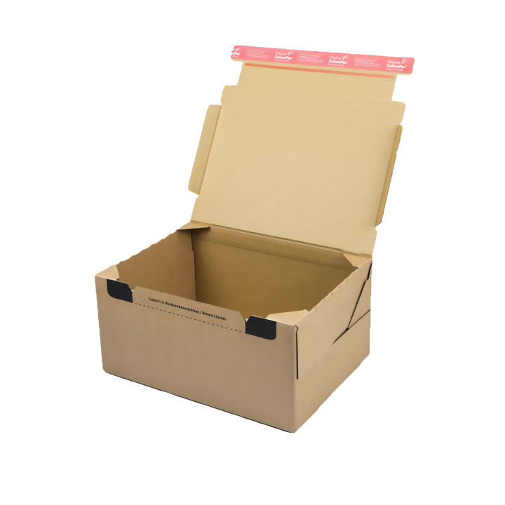 Caja postal con banda adhesiva para la devolución 38,4 X 29 X 19 cm