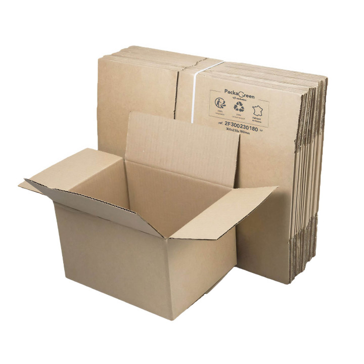 Caja de cartón canal simple 30 x 23 x 18 cm