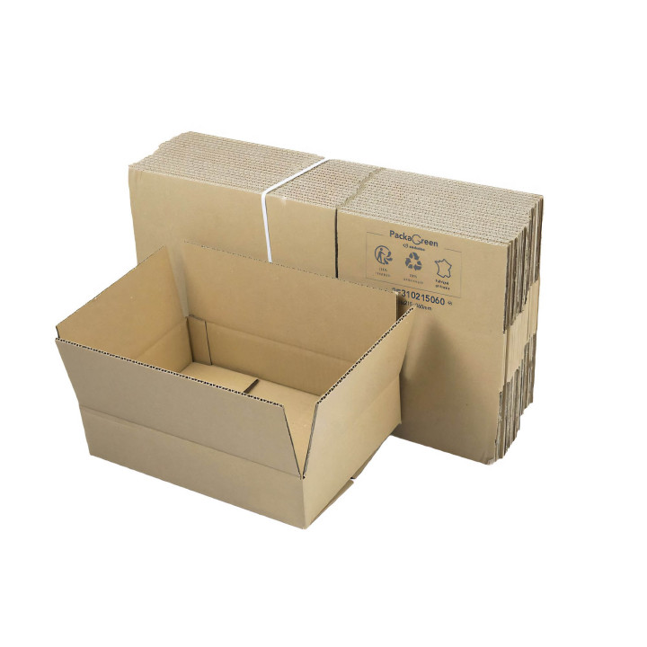 Caja de cartón canal simple 31 x 21,5 x 6 cm