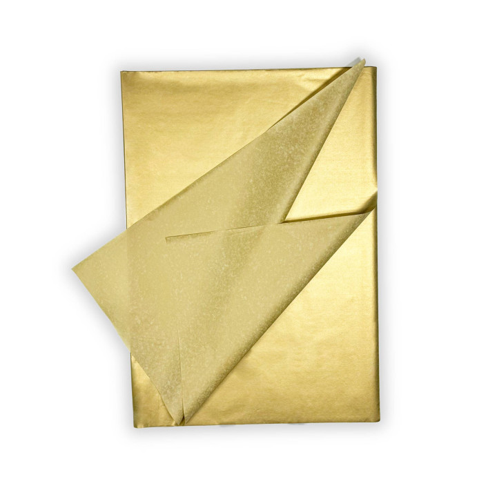 Hojas de papel de seda de color oro para embalaje 50 x 75 cm