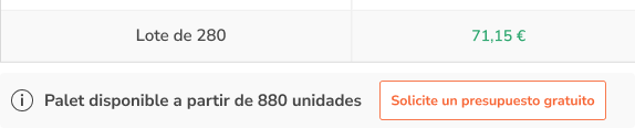 Solicitar un presupuesto para un palet